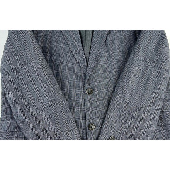 Joseph Abboud Linen Sport Coat Jacket Two Button Gray Black Plaid  Mens Size XL - Picture 10 of 15